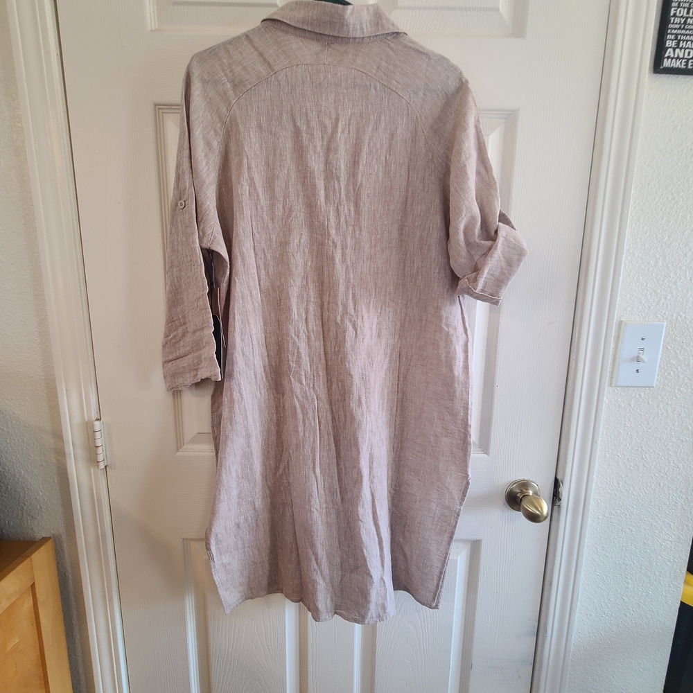 Harvé Benard Soft Taupe Linen Tunic - Picture 14 of 16